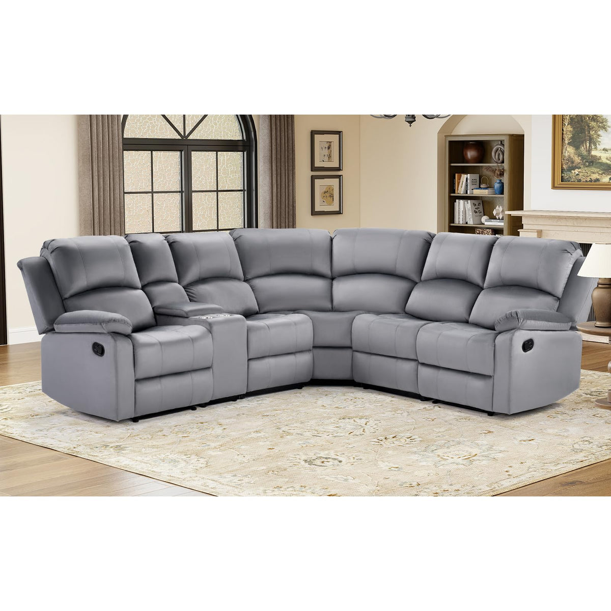 EBELLO Manual Faux Leather Reclining Couch Set for Living Room, Include 1 Recliner Chair, 1 Loveseat Sofa, Recliner Sofa Furniture Set for Home and Office, Black