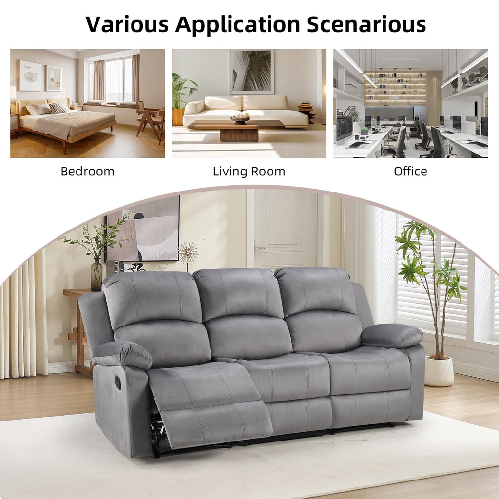 EBELLO Manual Faux Leather Reclining Couch Set for Living Room, Include 1 Recliner Chair, 1 Loveseat Sofa, Recliner Sofa Furniture Set for Home and Office, Black