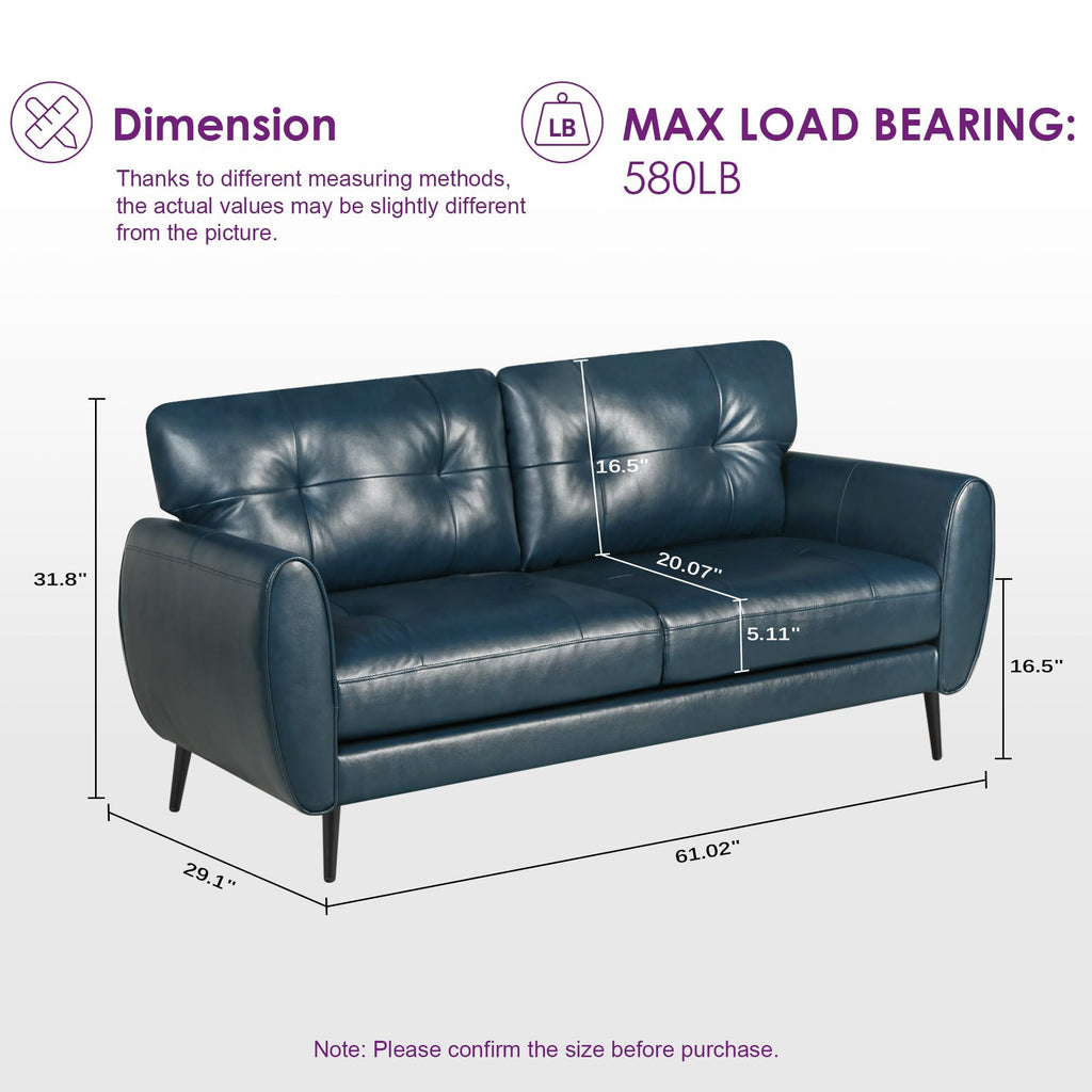 TYBOATLE 2 Piece Furniture Sets, Small Loveseat for Living Room, White Faux Leather Couch Mid Century Modern Tufted Mini Sofa Comfy Office 2 Seat Love Seat for Small Spaces Bedroom