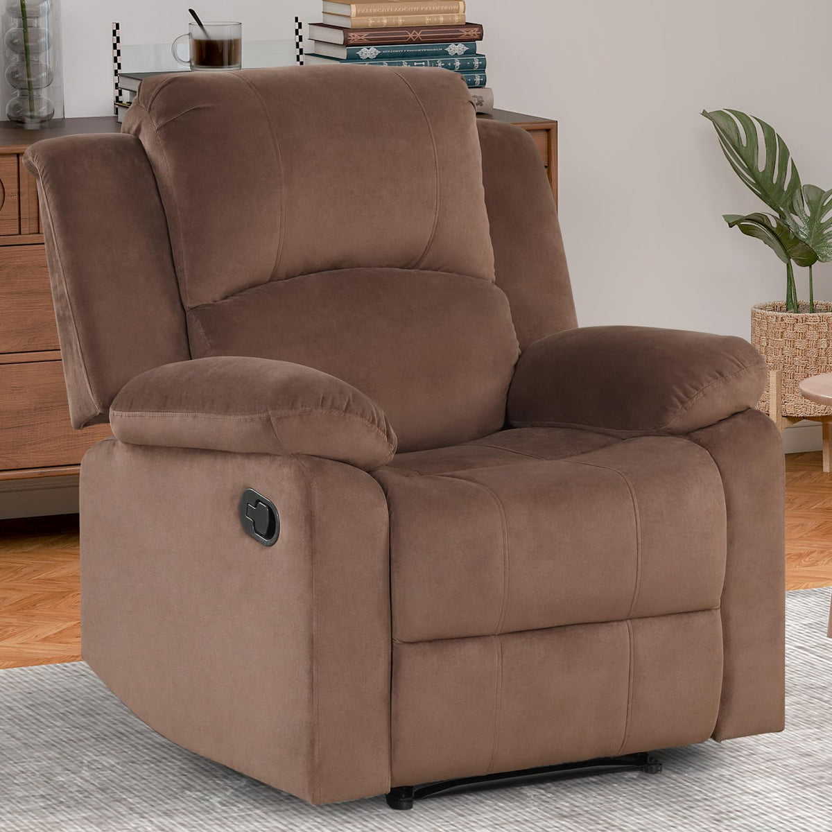 EBELLO Manual Faux Leather Reclining Couch Set for Living Room, Include 1 Recliner Chair, 1 Loveseat Sofa, Recliner Sofa Furniture Set for Home and Office, Black