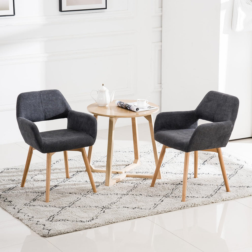 Mid Century Modern Dining Chairs Set of 2 & 4 & 6 Comfy Accent Chair Upholstered Kitchen Dining Living Room Chairs for Bedrooms Waiting Room Home Arm Desk Chair No Wheels (Beige, 2)