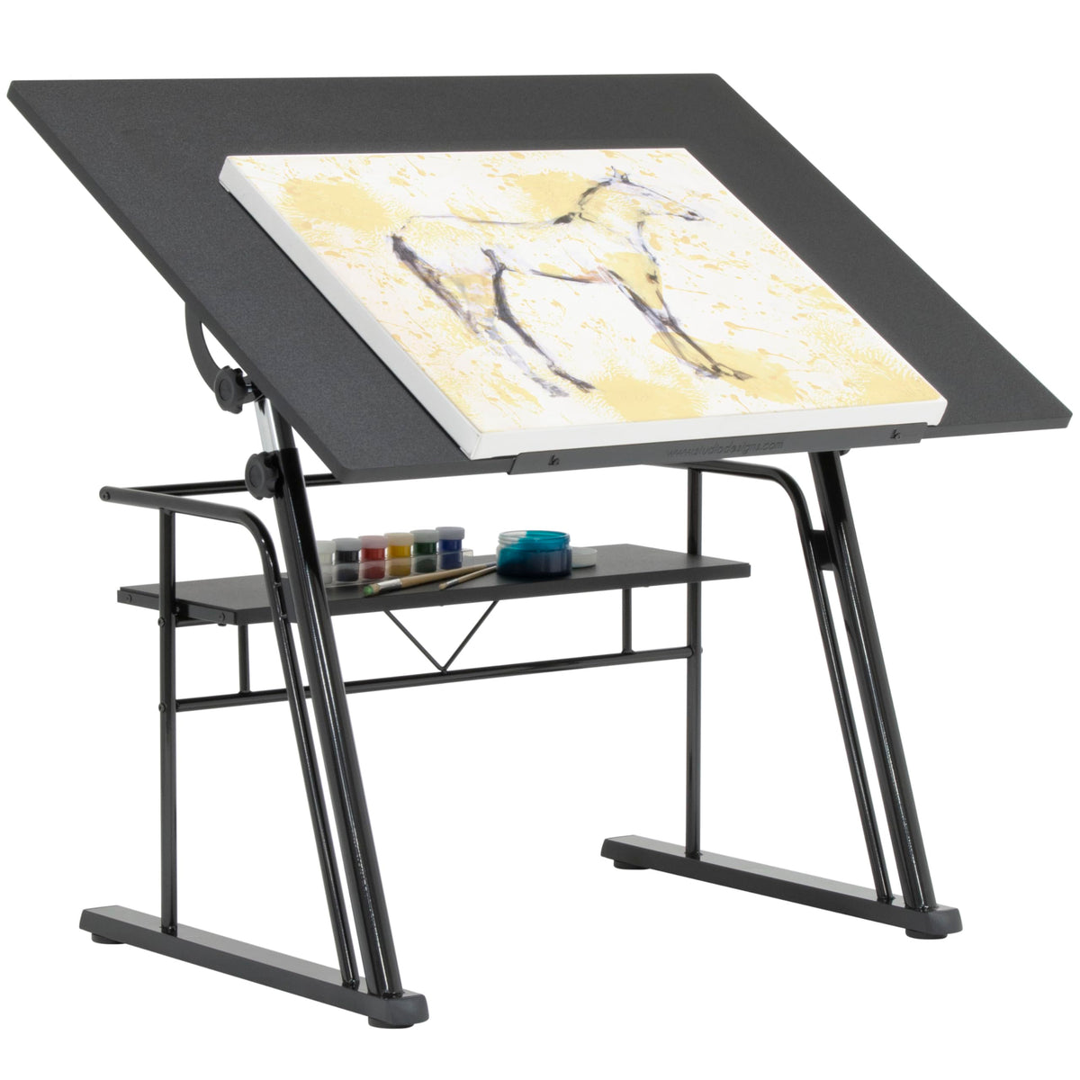 Studio Designs Zenith Drafting Light Table with Built-in ArtographÂ® LED Light Pad, Adjustable Height & Angle Glass Drafting Desk, Modern Artist Workstation for Drawing, Tracing, Drafting & Design