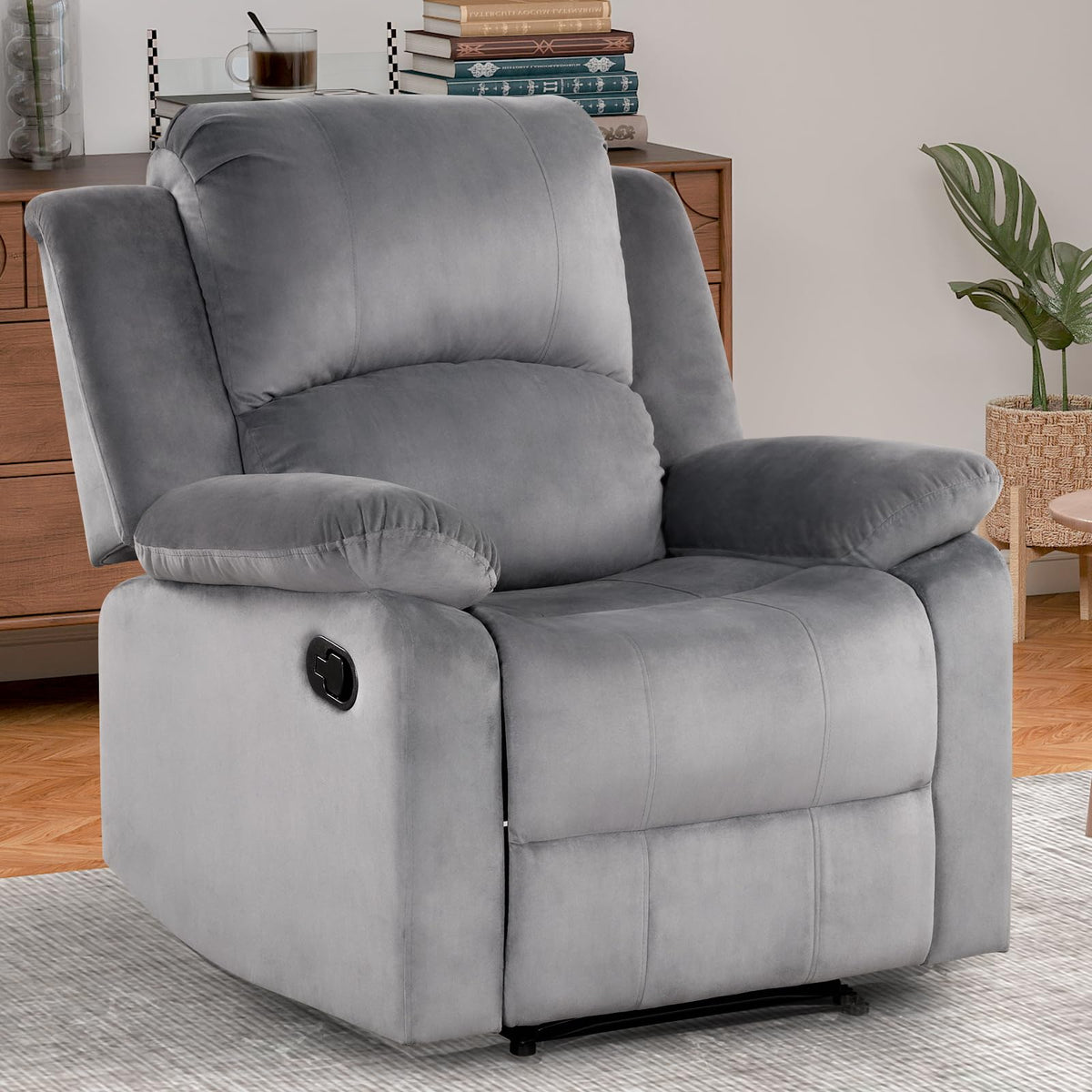 EBELLO Manual Faux Leather Reclining Couch Set for Living Room, Include 1 Recliner Chair, 1 Loveseat Sofa, Recliner Sofa Furniture Set for Home and Office, Black