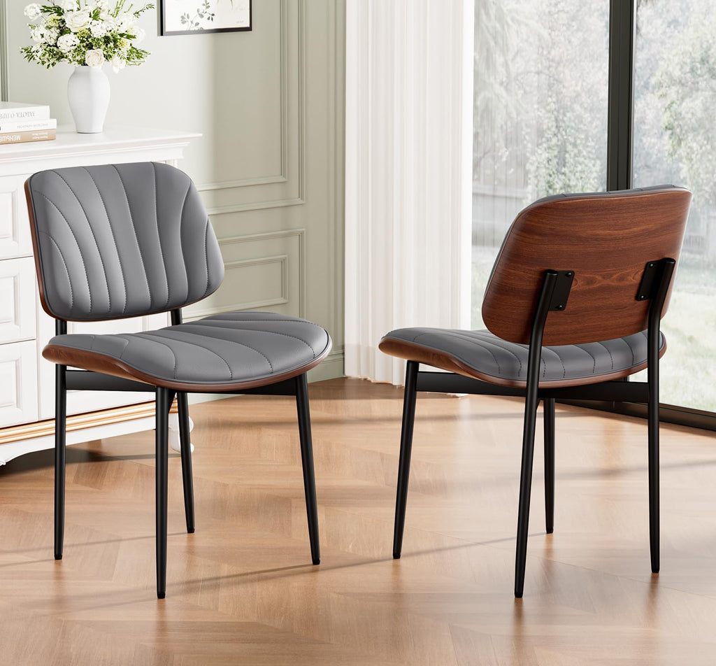 REONEY Dining Chairs Set of 4, Mid-Century Modern Kitchen Chairs, Black
