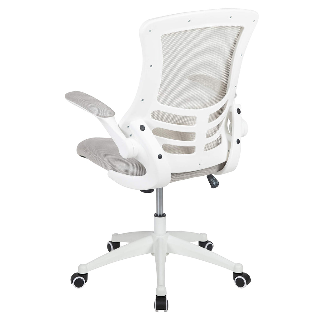 Flash Furniture Set of 4 Mid-Back Swivel Ergonomic Task Office Chairs with Flip-Up Arms, Black Mesh
