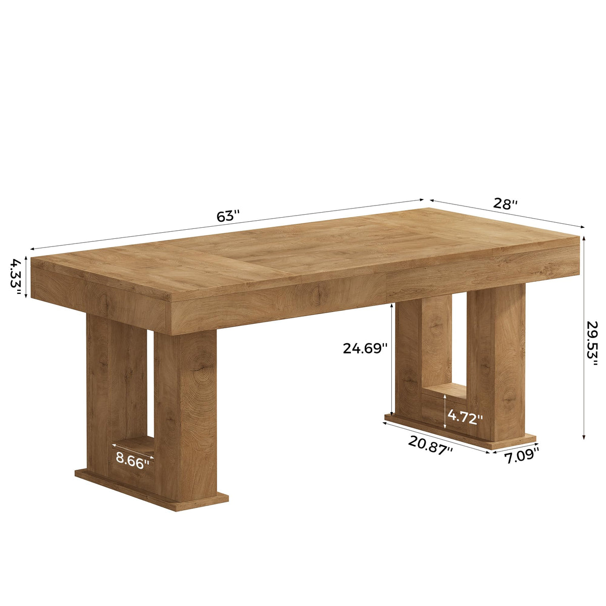 63 inch Rectangular Executive Desk with Spacious Desktop