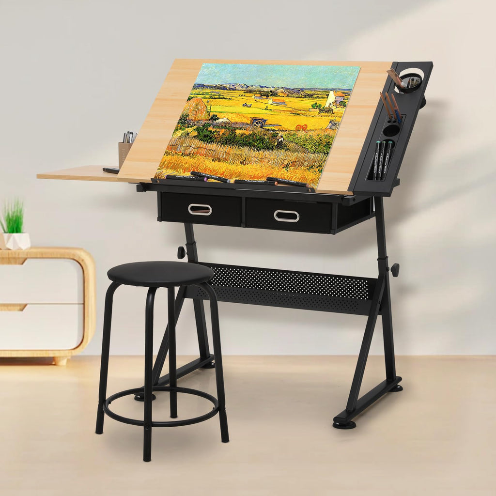 Drafting Table, Clear Glass, Angle Adjustable Top