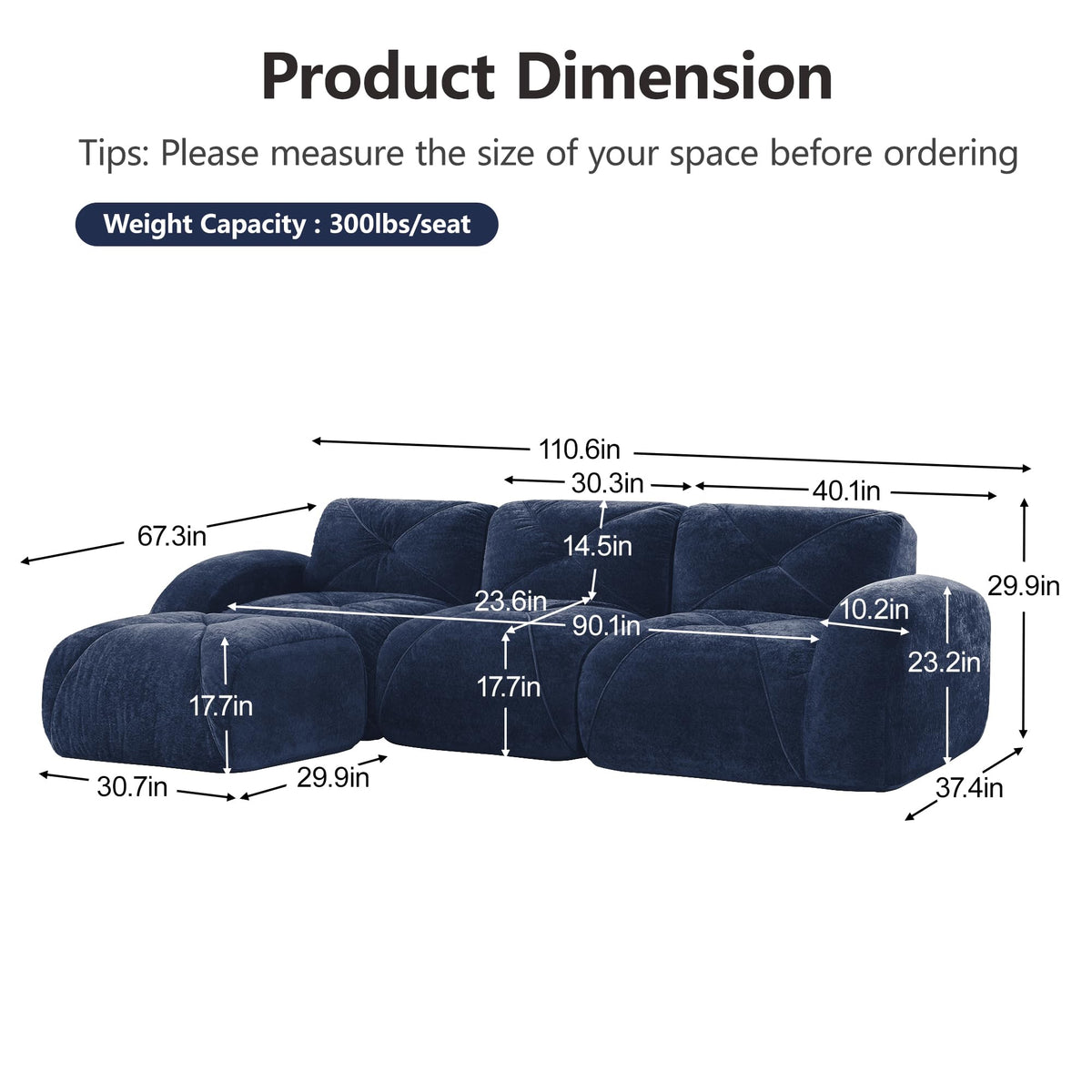 80" Sectional Modular Cloud Couch, Boneless Couch, Loveseat Red