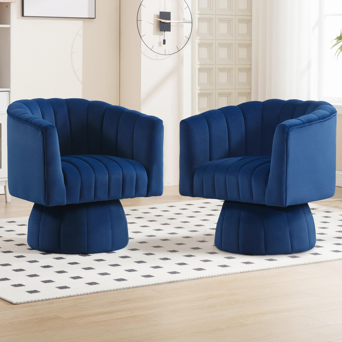 Swivel Accent Barrel Chair Set of 2, Cute Comfy Small Round 360Â° Arm Chair, Velvet Sofa Club Reading Chair for Living Room Bedroom Office Purple