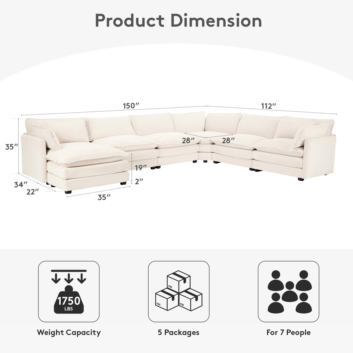 ROWHY 41'' Single Armchair with Ottoman, Modern Corduroy Cloud Couch with Convertible Chaise, Upholstered Sofa Set for Living Room, Green
