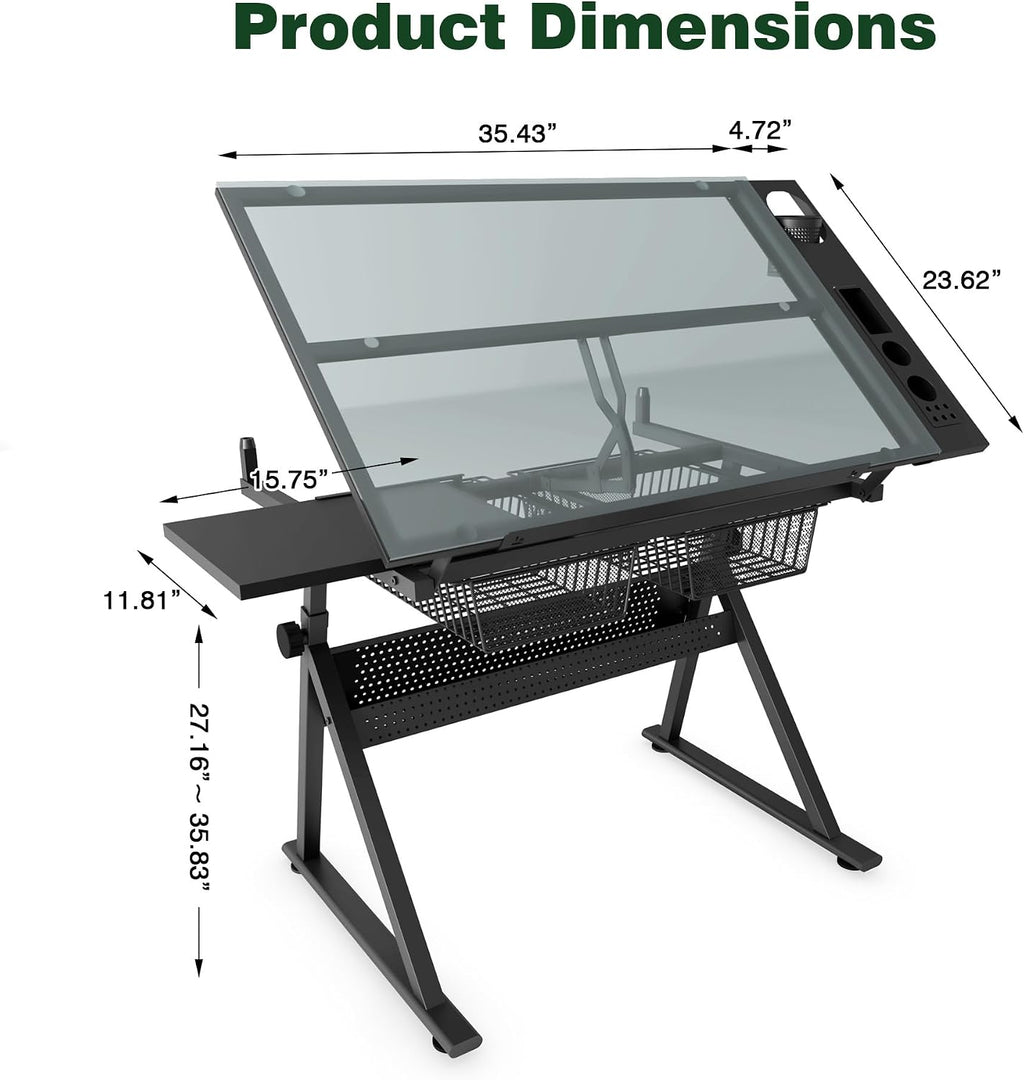 Drafting Table Desk with Storage, Art Table for Adults