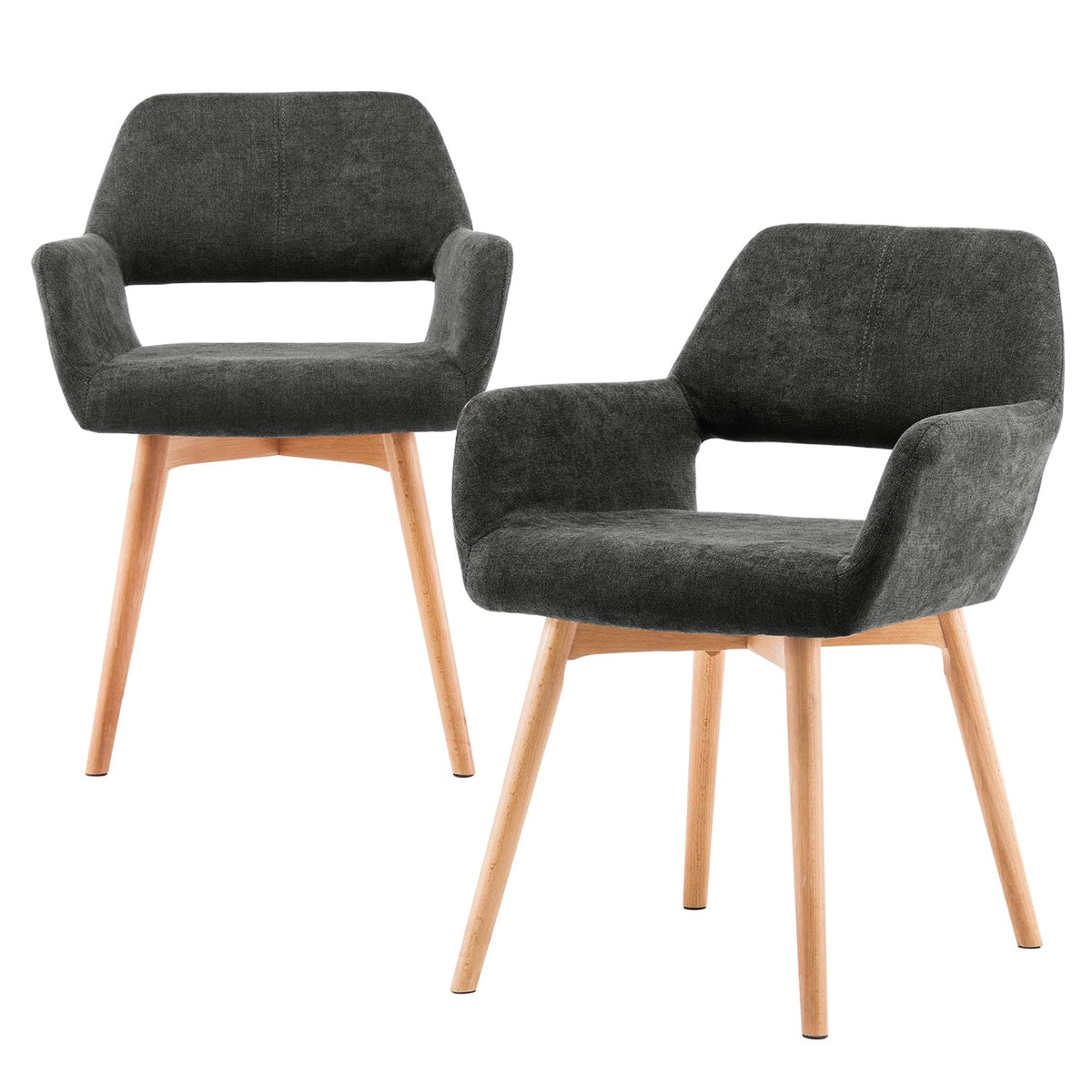 Mid Century Modern Dining Chairs Set of 2 & 4 & 6 Comfy Accent Chair Upholstered Kitchen Dining Living Room Chairs for Bedrooms Waiting Room Home Arm Desk Chair No Wheels (Beige, 2)