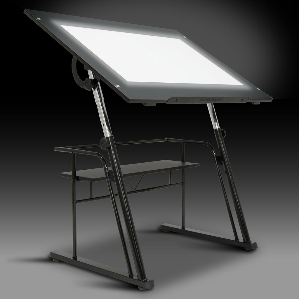 Studio Designs Zenith Drafting Light Table with Built-in ArtographÂ® LED Light Pad, Adjustable Height & Angle Glass Drafting Desk, Modern Artist Workstation for Drawing, Tracing, Drafting & Design