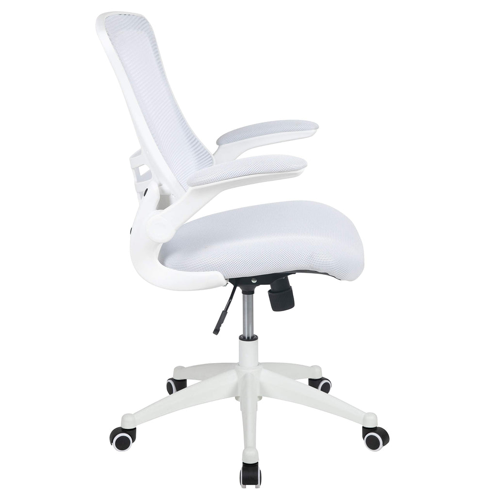 Flash Furniture Set of 4 Mid-Back Swivel Ergonomic Task Office Chairs with Flip-Up Arms, Black Mesh