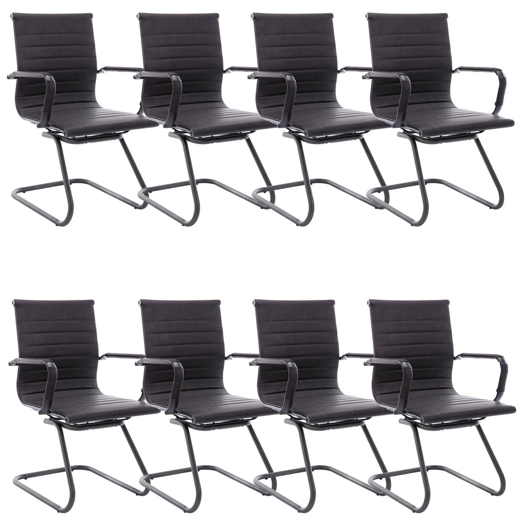Reception Chairs Leather Conference Guest Chair Heavy Duty Back Support Office Chair, Set of 2 (Navy)