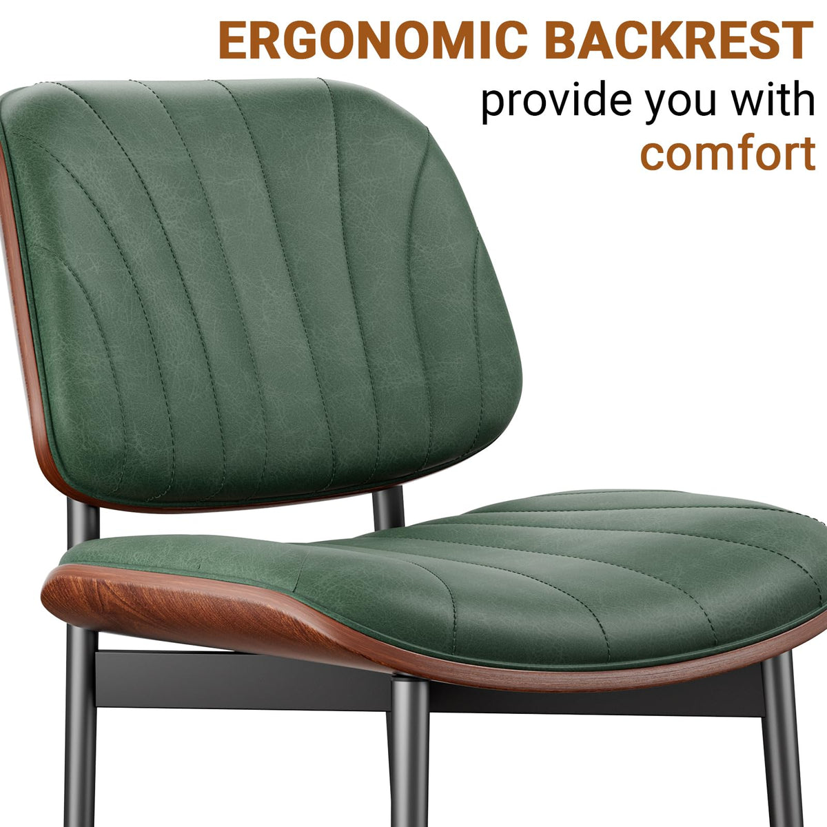 REONEY Dining Chairs Set of 4, Mid-Century Modern Kitchen Chairs, Black