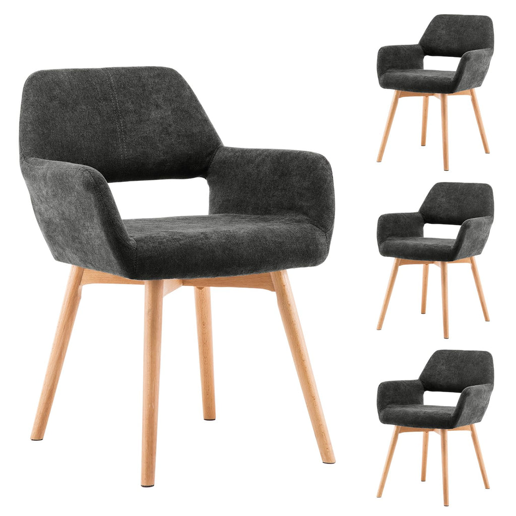 Mid Century Modern Dining Chairs Set of 2 & 4 & 6 Comfy Accent Chair Upholstered Kitchen Dining Living Room Chairs for Bedrooms Waiting Room Home Arm Desk Chair No Wheels (Beige, 2)