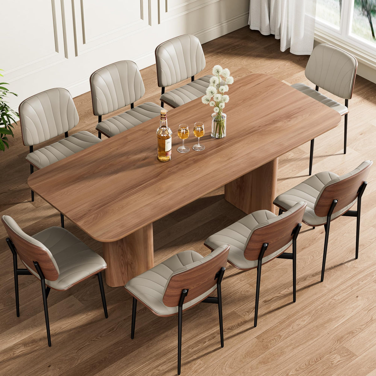REONEY Dining Chairs Set of 4, Mid-Century Modern Kitchen Chairs, Black