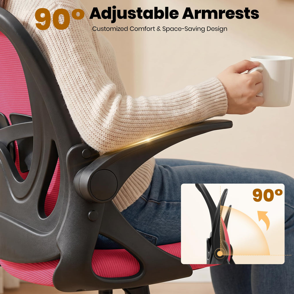 Drafting Chair Tall Office Chair with Flip-up Armrests, Adjustable Height, and Enhanced Lumbar Support - Ergonomic Rolling Stool, Back Support, and Adjustable Foot Rest Ring for Standing Desk White