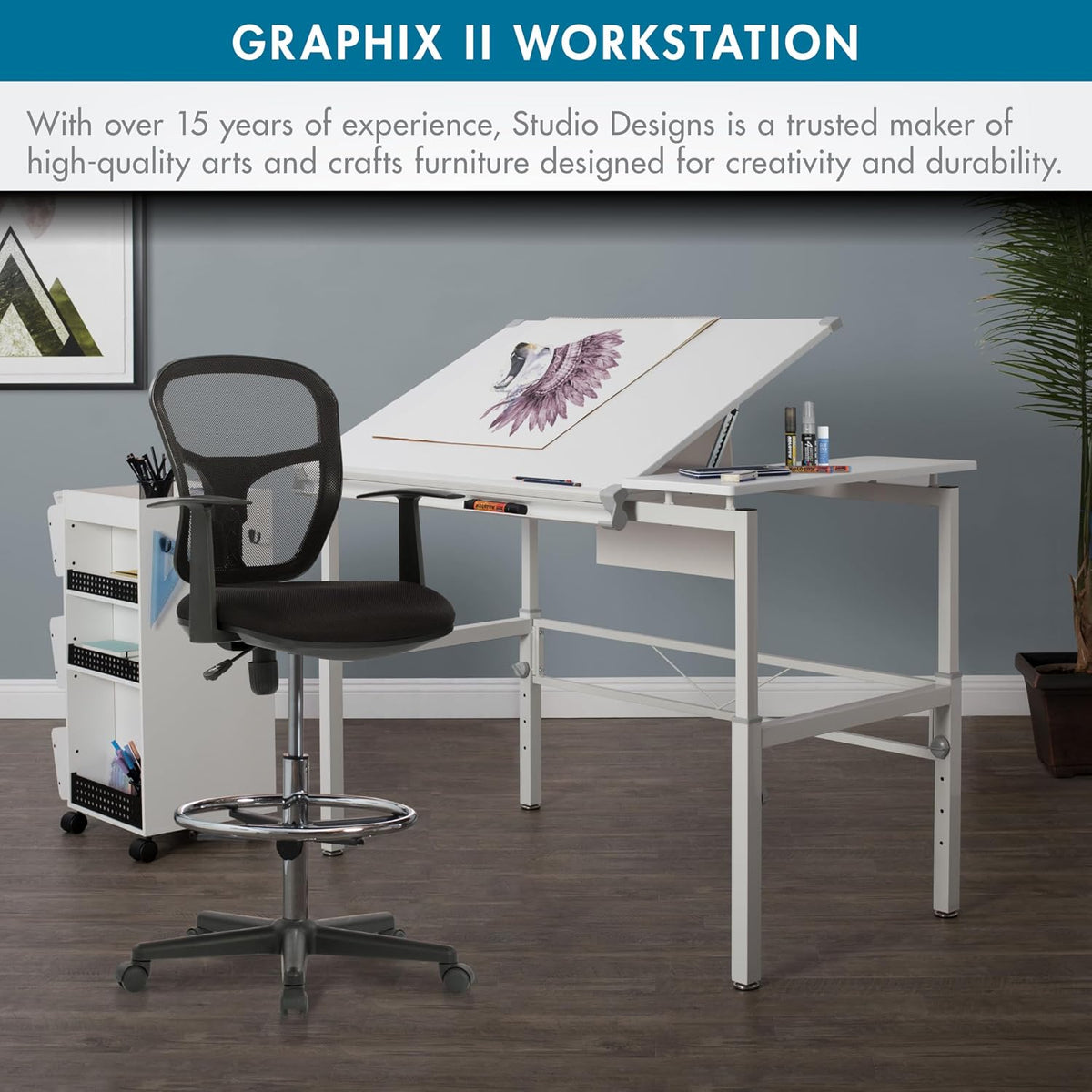 Studio Designs Graphix II Workstation - White/Gray 10211