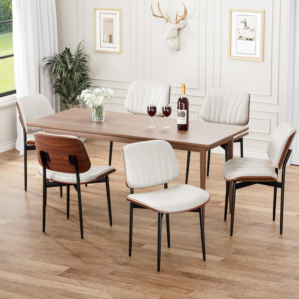 REONEY Dining Chairs Set of 4, Mid-Century Modern Kitchen Chairs, Black