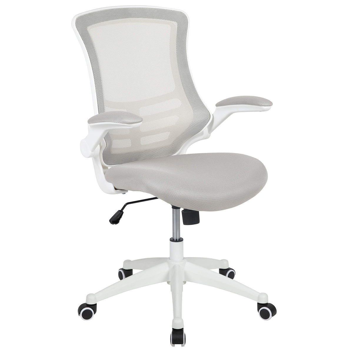 Flash Furniture Set of 4 Mid-Back Swivel Ergonomic Task Office Chairs with Flip-Up Arms, Black Mesh