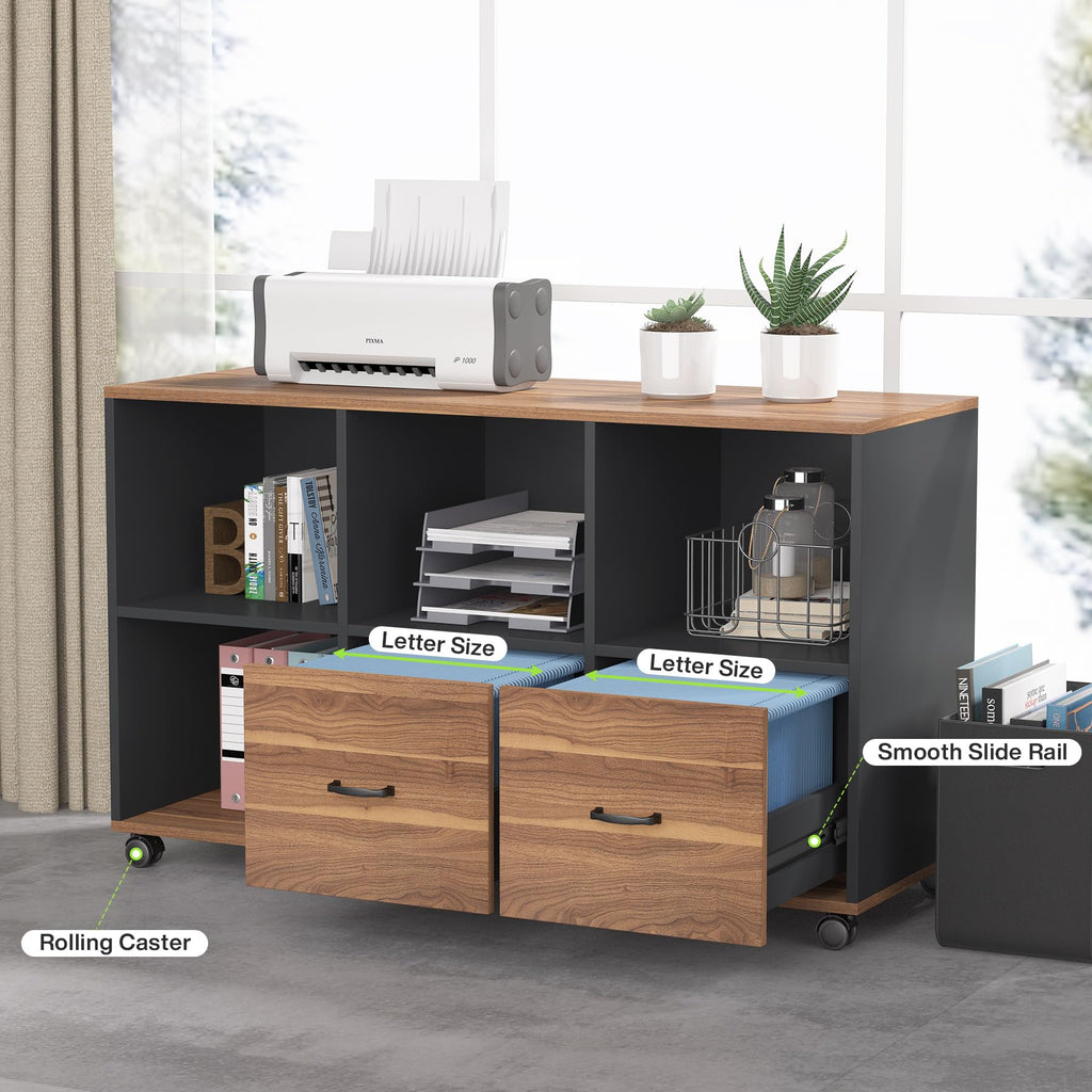 Tribesigns 55 inches Executive Desk and 43" lateral File Cabinet, L-Shaped Computer Desk Home Office Furniture with Drawers and Storage Shelves, Office Table with Cabinet
