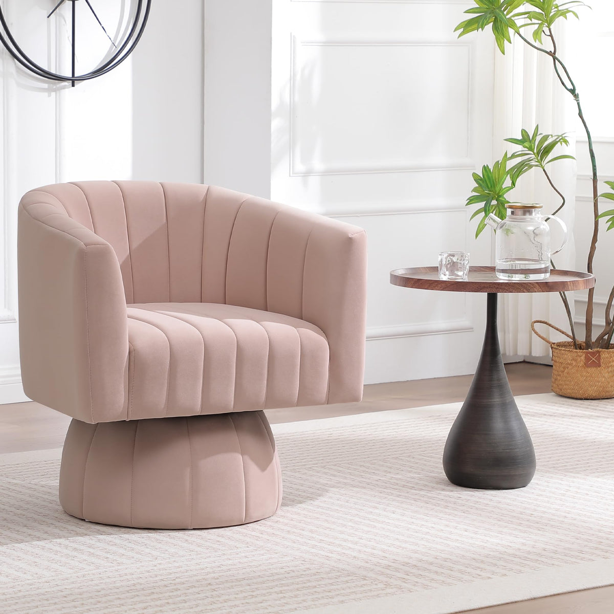 Swivel Accent Barrel Chair Set of 2, Cute Comfy Small Round 360Â° Arm Chair, Velvet Sofa Club Reading Chair for Living Room Bedroom Office Purple