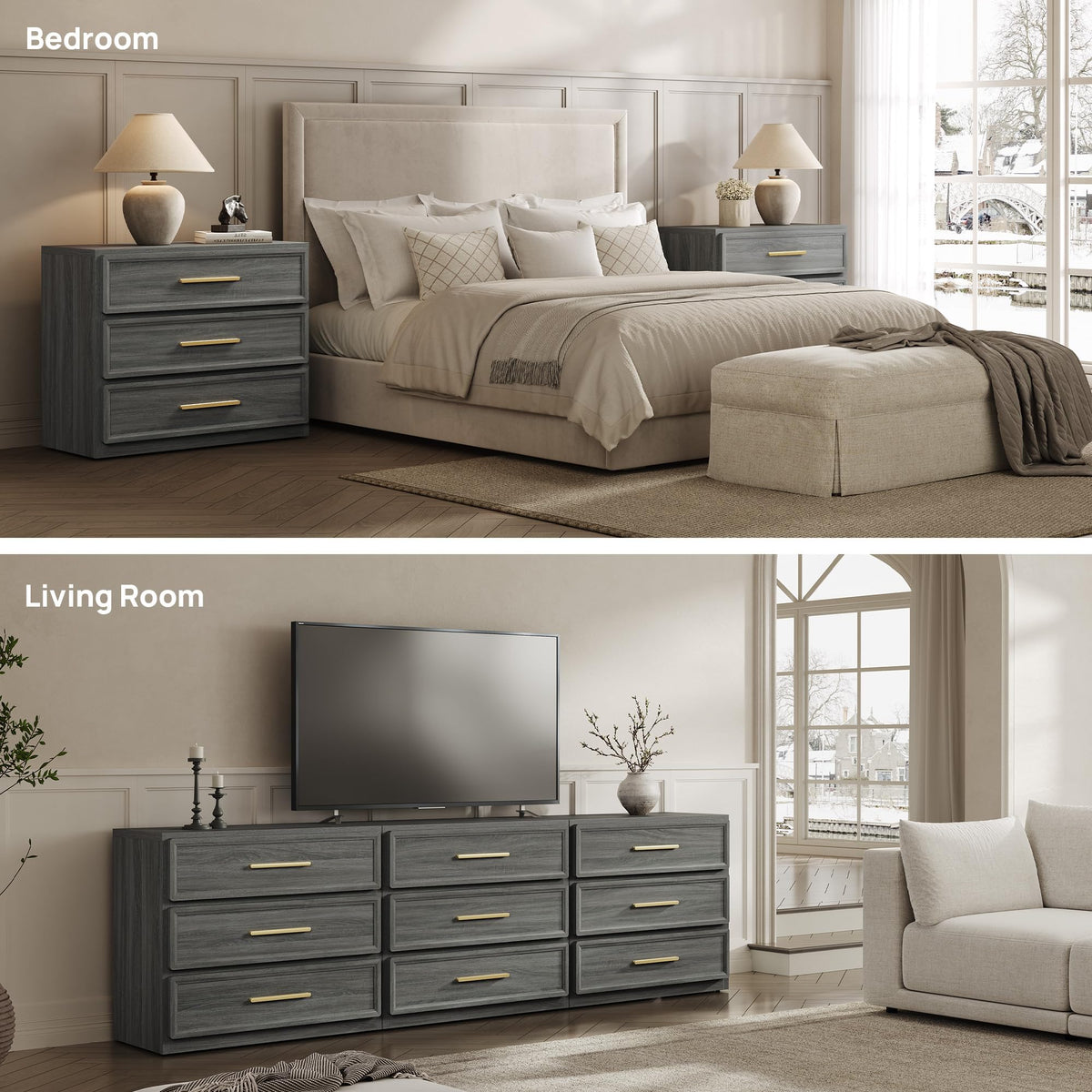 SICOTAS Oversized Night Stand Set 2 for Bedroom 31.3" Bedside Table