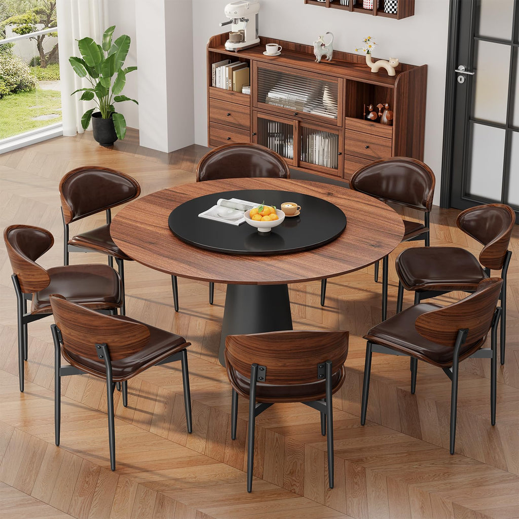 REONEY Dining Chairs Set of 4, Mid-Century Modern Kitchen Chairs, Black