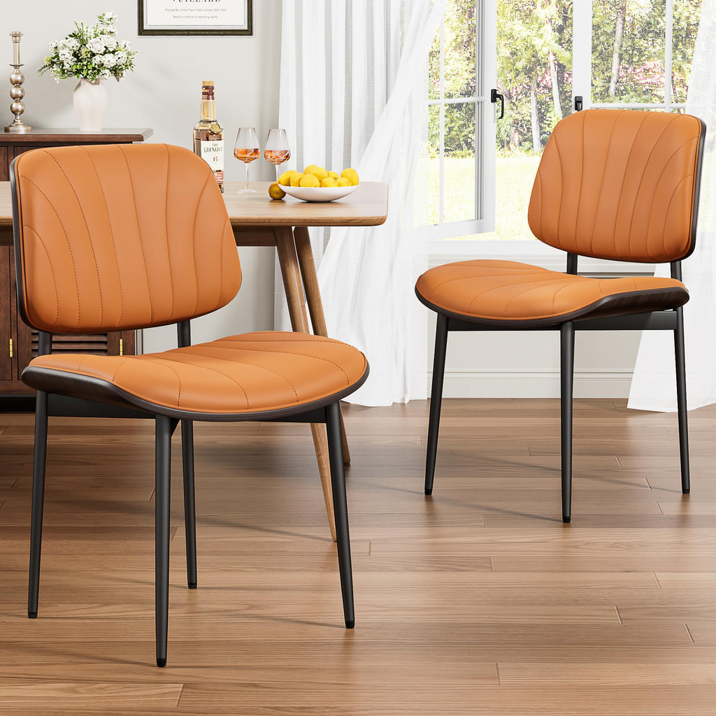 REONEY Dining Chairs Set of 4, Mid-Century Modern Kitchen Chairs, Black