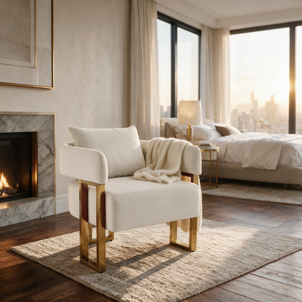 YISHENG Modern Barrel Accent Chairs Set of 2, Living Room Side Chairs with Golden Metal Legs Soft Upholstered Reading Armchairs no Wheels for Vanity/Reception Room//Bedroom/Lounge/Office,Black Teddy