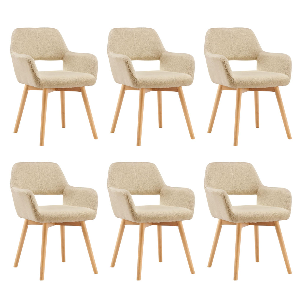 Mid Century Modern Dining Chairs Set of 2 & 4 & 6 Comfy Accent Chair Upholstered Kitchen Dining Living Room Chairs for Bedrooms Waiting Room Home Arm Desk Chair No Wheels (Beige, 2)