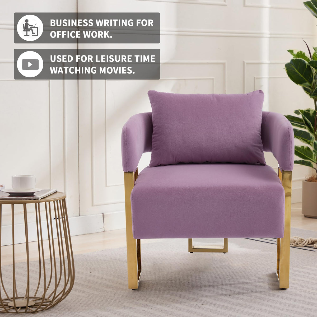 YISHENG Modern Barrel Accent Chairs Set of 2, Living Room Side Chairs with Golden Metal Legs Soft Upholstered Reading Armchairs no Wheels for Vanity/Reception Room//Bedroom/Lounge/Office,Black Teddy