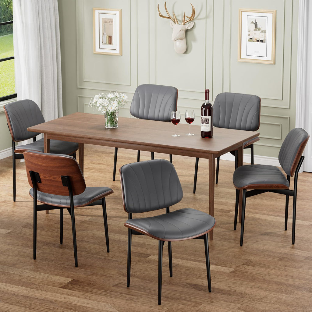REONEY Dining Chairs Set of 4, Mid-Century Modern Kitchen Chairs, Black