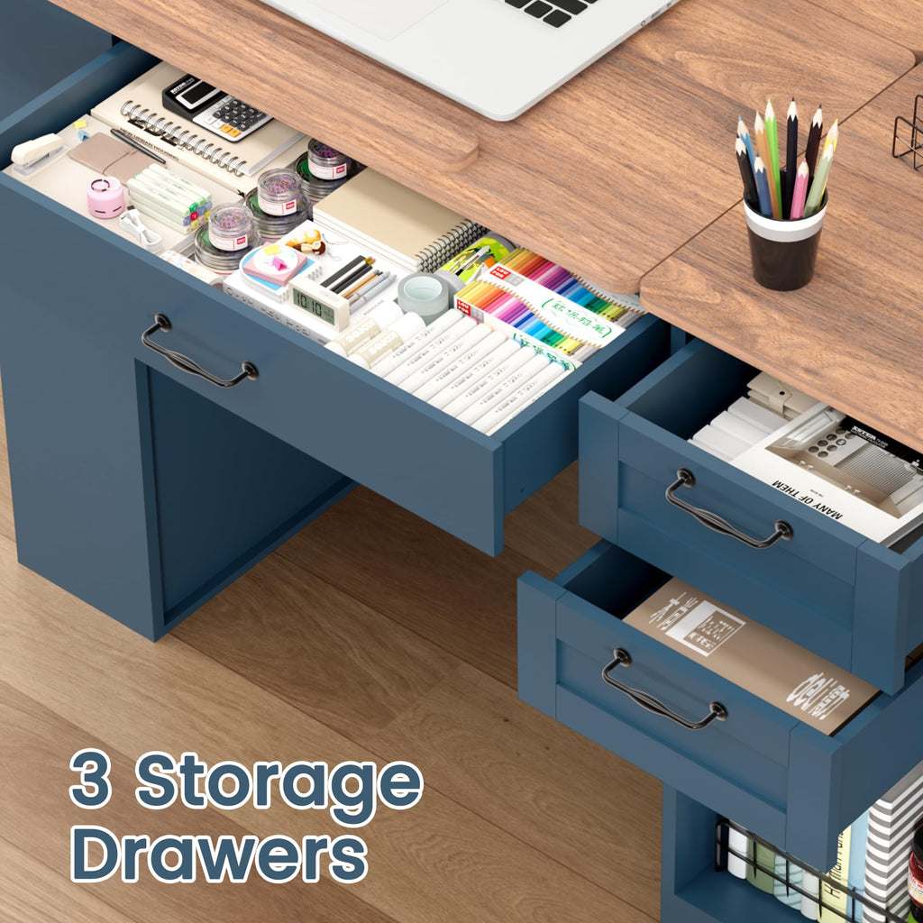 Drafting Table with Storage Cabinet & Drawers, Adjustable Drawing Table with Open Shelves, Craft Art Desk for Artists, Painters, Drawing, Crafting, Reading, Writing, Working