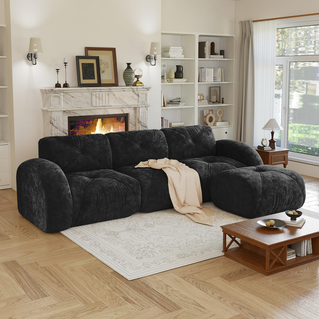 80" Sectional Modular Cloud Couch, Boneless Couch, Loveseat Red