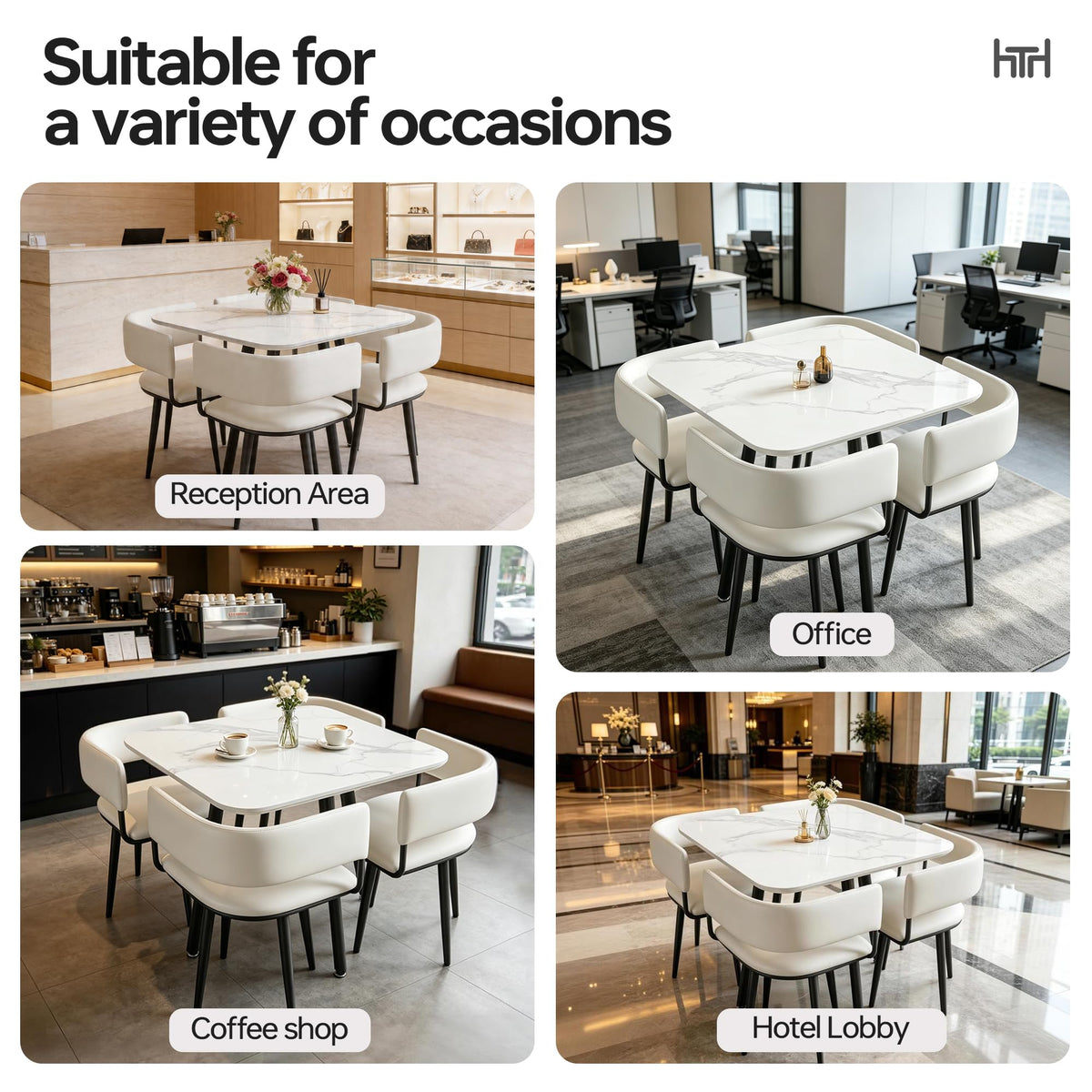 Round Sintered Stone Dining Table Set for 4