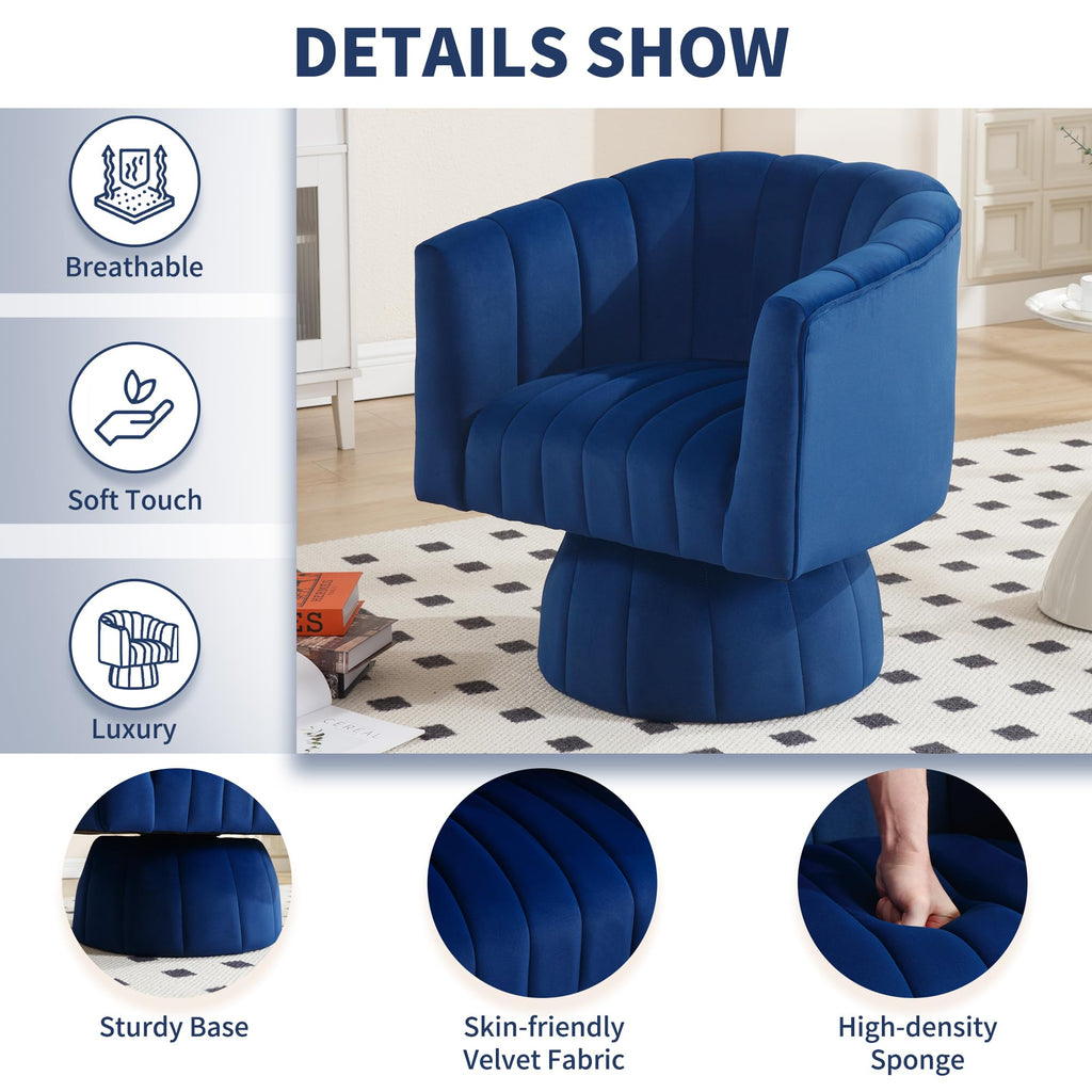 Swivel Accent Barrel Chair Set of 2, Cute Comfy Small Round 360Â° Arm Chair, Velvet Sofa Club Reading Chair for Living Room Bedroom Office Purple