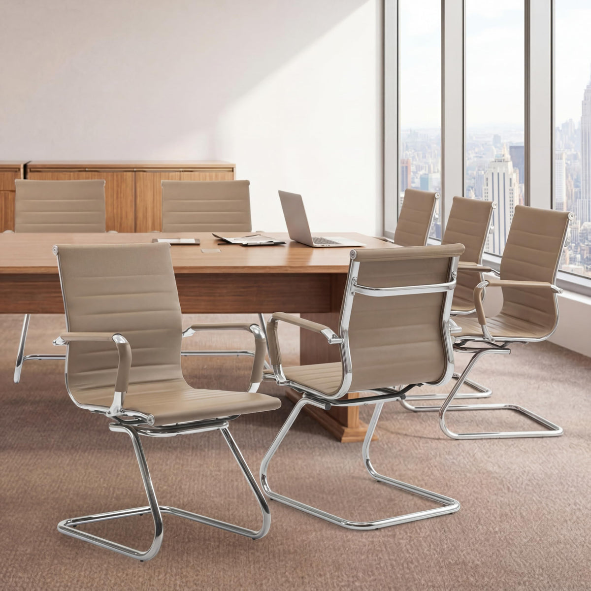Reception Chairs Leather Conference Guest Chair Heavy Duty Back Support Office Chair, Set of 2 (Navy)