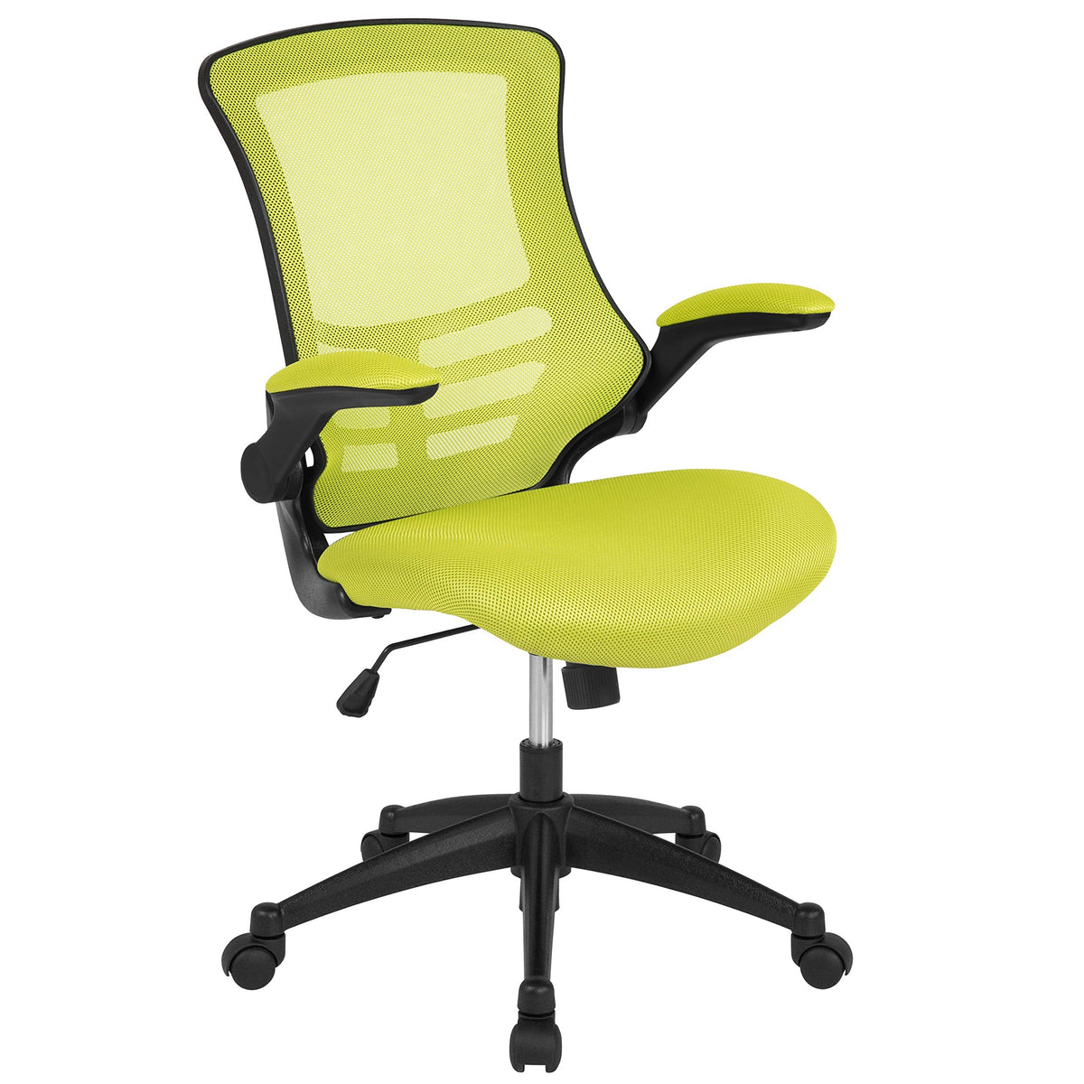 Flash Furniture Set of 4 Mid-Back Swivel Ergonomic Task Office Chairs with Flip-Up Arms, Black Mesh