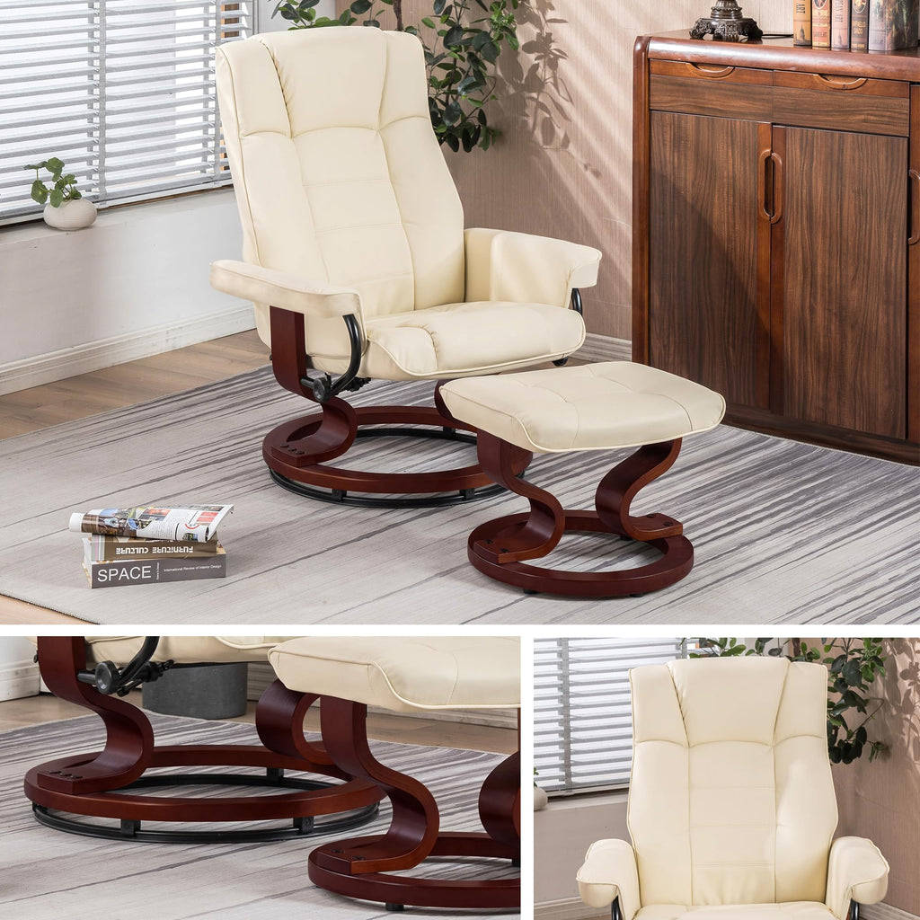 MCombo Manual Swivel Recliner with Ottoman, Faux Leather 9019