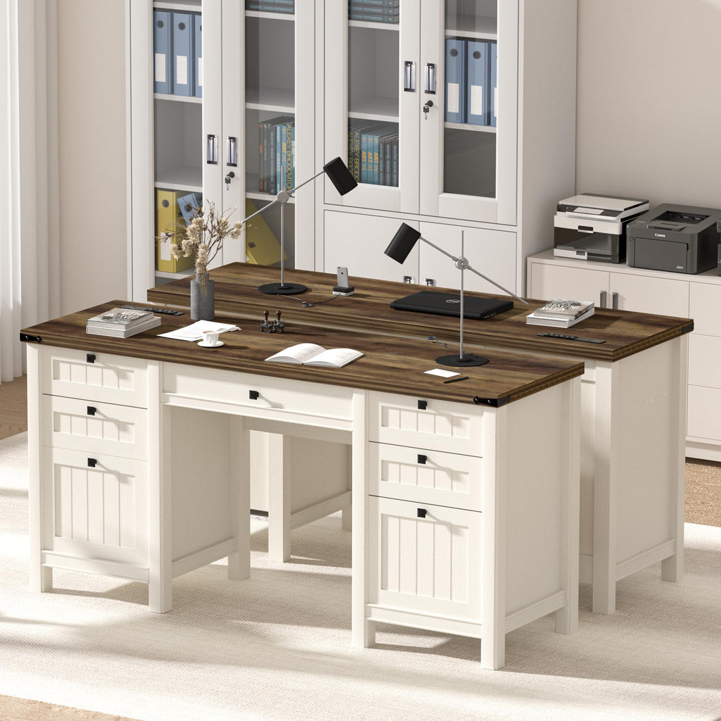 62" Executive Desk Home Office Desk with File Drawer & Cabinet