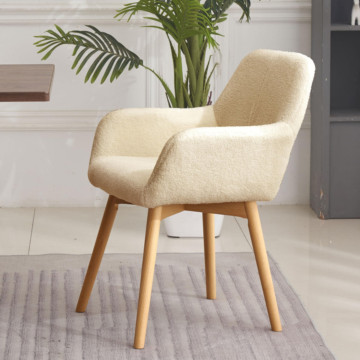 Mid Century Modern Dining Chairs Set of 2 & 4 & 6 Comfy Accent Chair Upholstered Kitchen Dining Living Room Chairs for Bedrooms Waiting Room Home Arm Desk Chair No Wheels (Beige, 2)