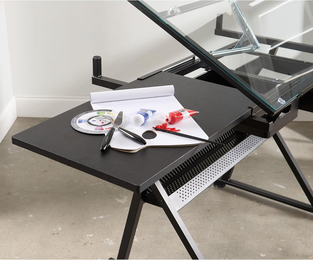 Artist's Loft Artist Table - Glass-Top Table for Drafting, Drawing, Sketching, Painting, and Arts & Crafts - 1 Pack