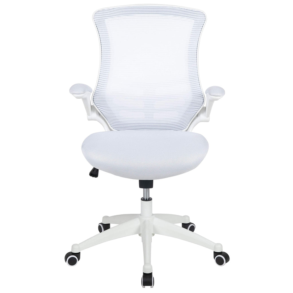 Flash Furniture Set of 4 Mid-Back Swivel Ergonomic Task Office Chairs with Flip-Up Arms, Black Mesh