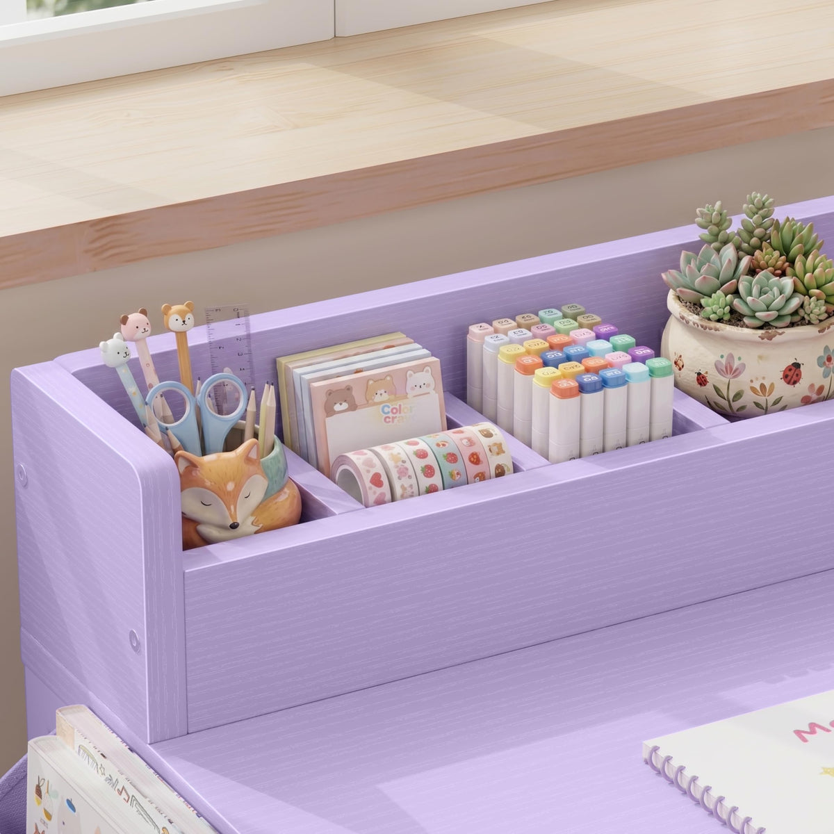 BOLUO White Kids Desk and Chair Set for 5-8 Year Old, Small Child Desk with Fabric Drawer, Children Study Table with Storage Toddler Girls Boys