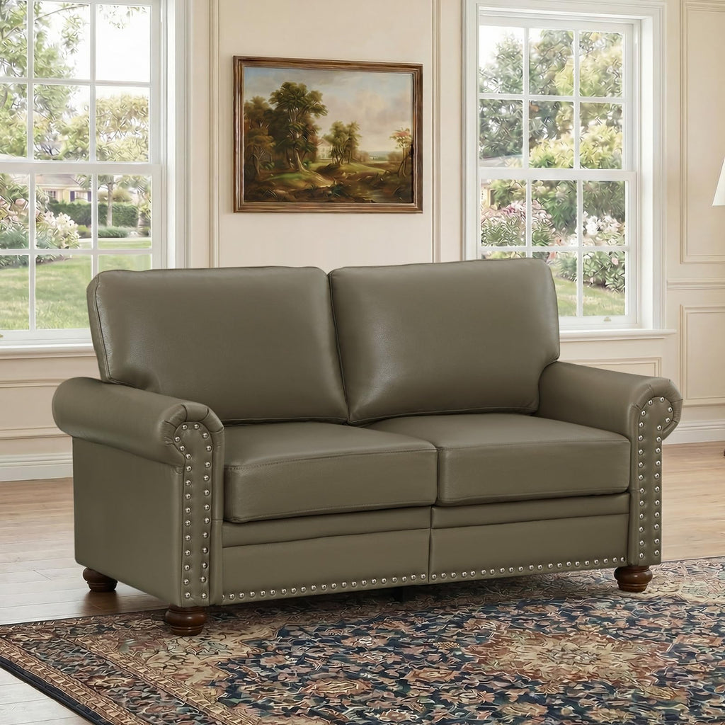 2 Piece Couch Sets for Living Room,Mid Century Modern Couch with Storage Nailhead Trim & Rolled Armrests,Deep Seat Comfy Couch,Furniture Set for Living Room,Bedroom,Office(Navy Blue,Loveseat+3 Seater)