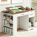 Drafting Table with Storage Cabinet & Drawers, Adjustable Drawing Table with Open Shelves, Craft Art Desk for Artists, Painters, Drawing, Crafting, Reading, Writing, Working