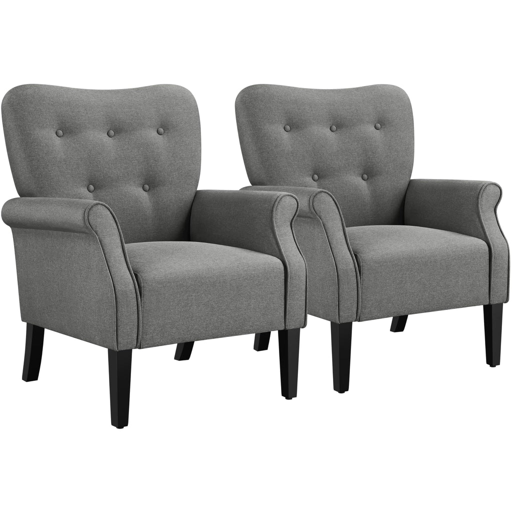 Yaheetech High Back Accent Chair Set of 2 with Rolled Arms, Navy Blue